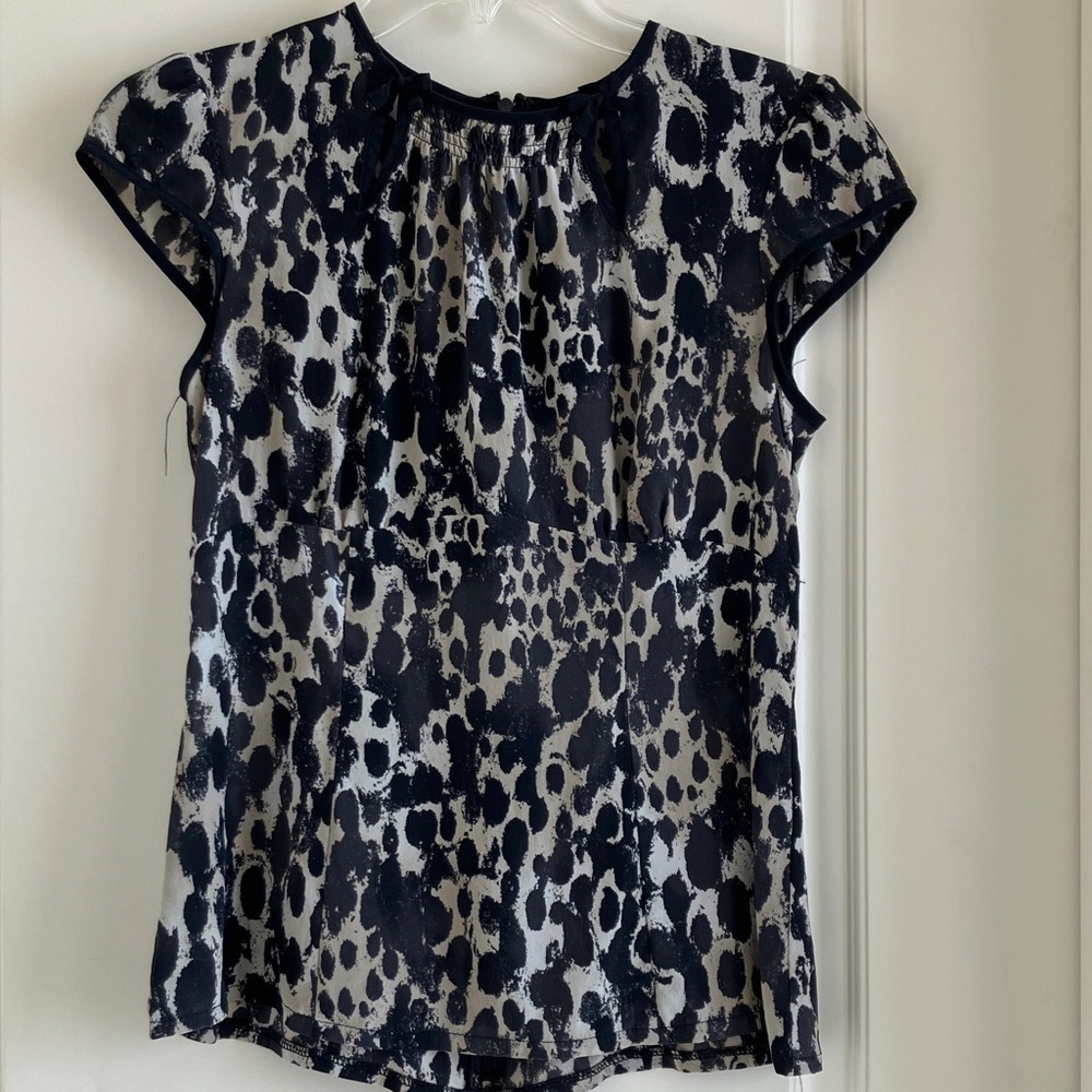Nanette Lepore Black and Tan Animal Patterned Blouse